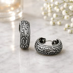 Creolen aus 925 Sterling Silber, 16 mm, florales Ornament, 6 mm breit, Ohrringe für Damen
