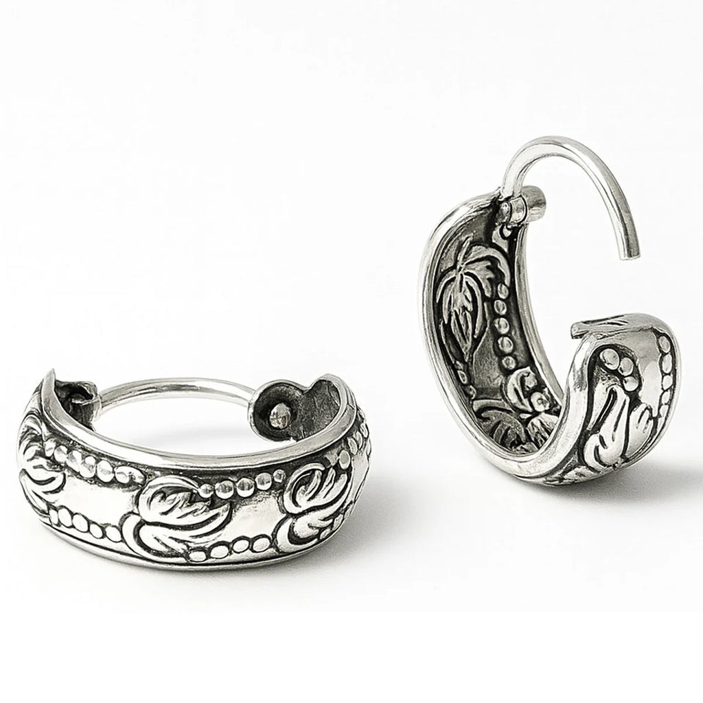 Creolen aus 925 Sterling Silber, 16 mm, florales Ornamentmuster, 6 mm breit, für Damen