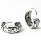 Creolen aus 925 Sterling Silber, 16 mm, florales Ornamentmuster, 6 mm breit, für Damen