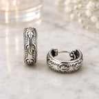 Creolen aus 925 Sterling Silber, 16 mm, florales Ornamentmuster, 6 mm breit, für Damen