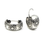 Creolen aus 925 Sterling Silber, 16 mm, 6 mm breit, florales Vintage-Design für Damen und Alltag