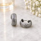 Creolen aus 925 Sterling Silber, 16 mm, 6 mm breit, Spiraldesign für Damen, Alltag und Freizeit