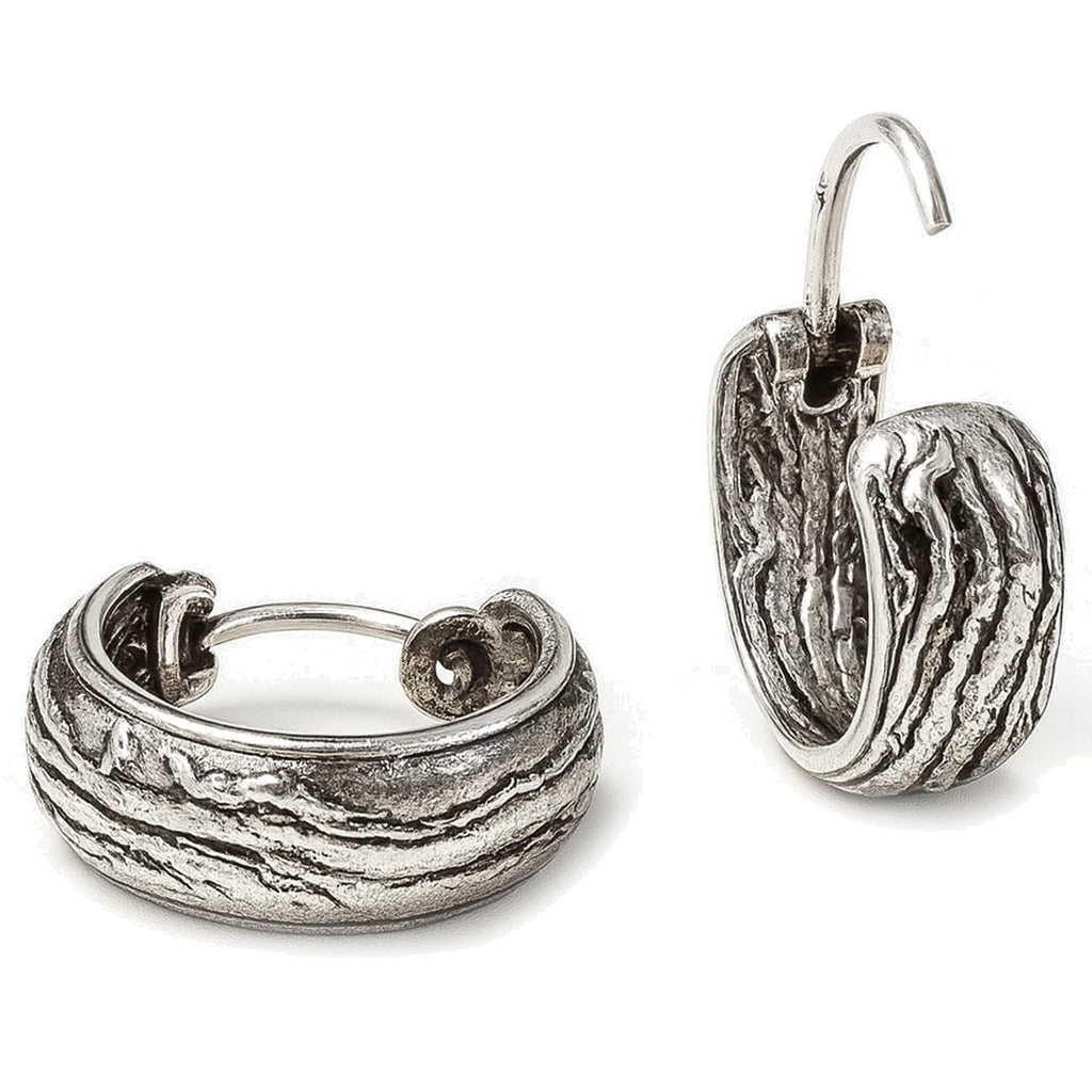 Creolen aus 925 Sterling Silber, 16 mm, 6 mm breit, strukturierte Wellenoptik für Damen
