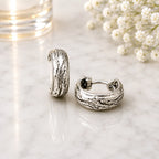 Creolen aus 925 Sterling Silber, 16 mm, 6 mm breit, strukturierte Wellenoptik für Damen