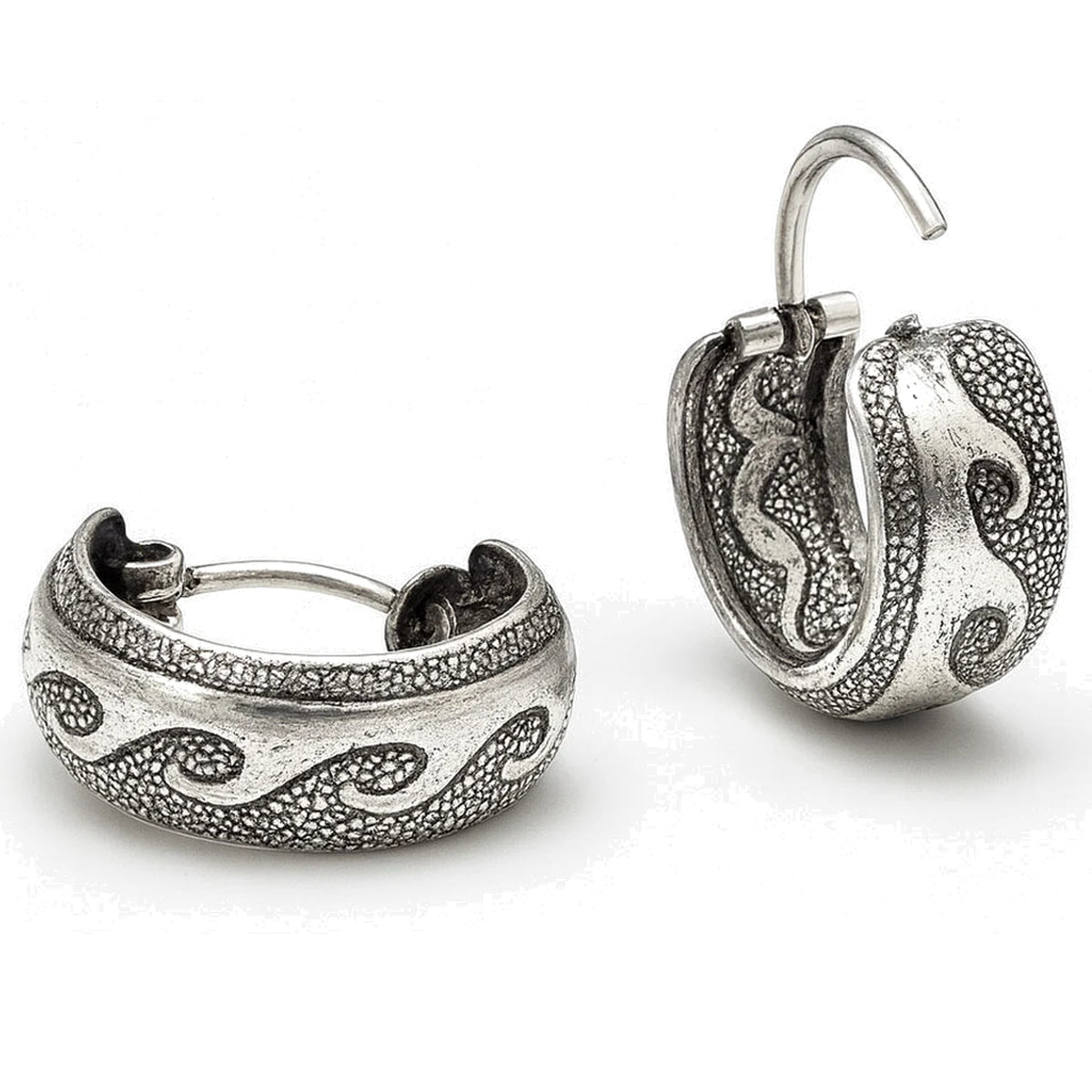 Creolen aus 925 Sterling Silber, 16 mm, geschwungenes Paisley-Muster, 6 mm breit, für Damen