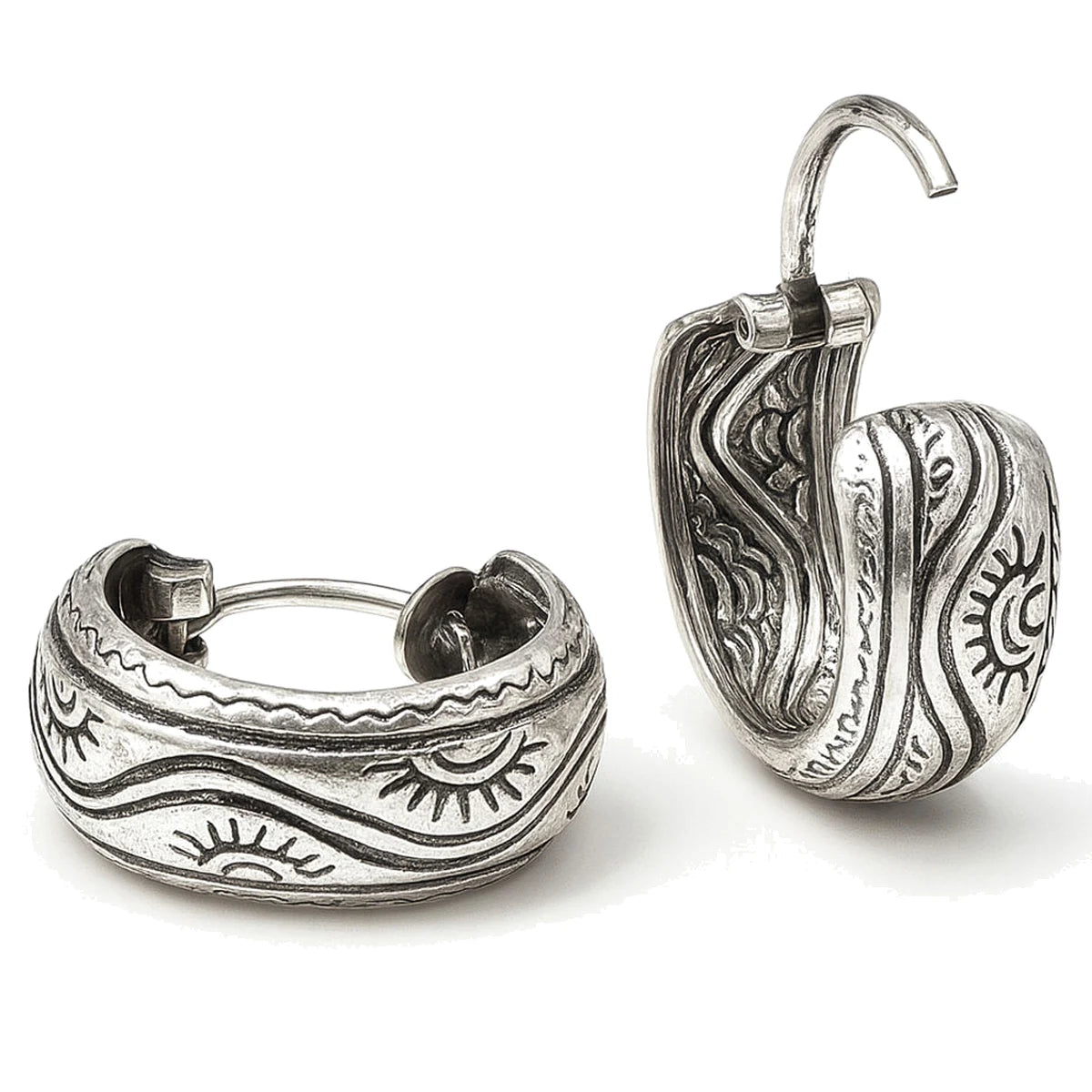 Creolen aus 925 Sterling Silber, geometrisches Muster, 16 mm, für Damen