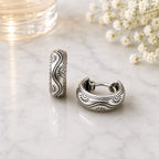 Creolen aus 925 Sterling Silber, geometrisches Muster, 16 mm, für Damen