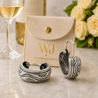 Creolen aus 925 Sterling Silber, geometrisches Muster, 16 mm, für Damen