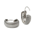 Breite Creolen aus 925 Sterling Silber, 16 mm, geripptes Antik-Design, 6 mm breit, für Damen