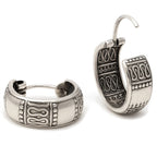 Creolen aus 925 Sterling Silber, 16 mm, Ethno-Ornament, 6 mm breit, Ohrringe für Damen