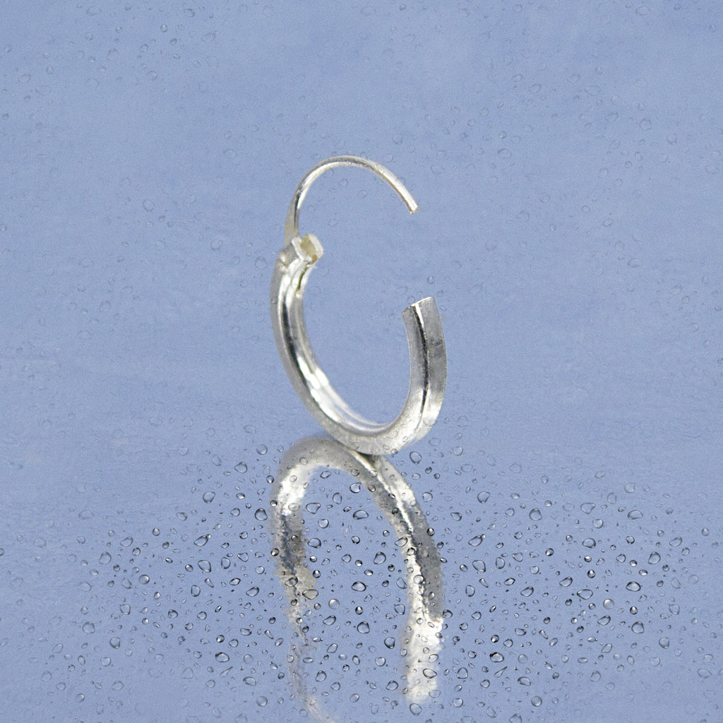 Einzelner Creolen-Ohrring aus 925 Sterling Silber, glanzpoliert, Vintage-Look für Damen & Herren