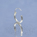 Einzelner Creolen-Ohrring aus 925 Sterling Silber, glanzpoliert, Vintage-Look für Damen & Herren