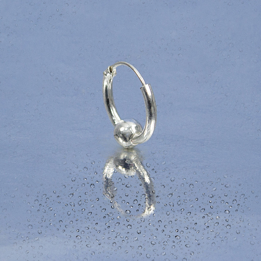 Einzelner Unisex Creolen-Ohrring 925 Sterling Silber mit Kugel – Vintage Look