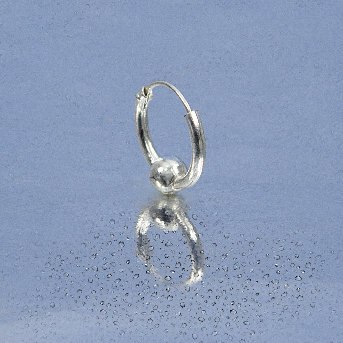 Einzelner Unisex Creolen-Ohrring 925 Sterling Silber mit Kugel – Vintage Look