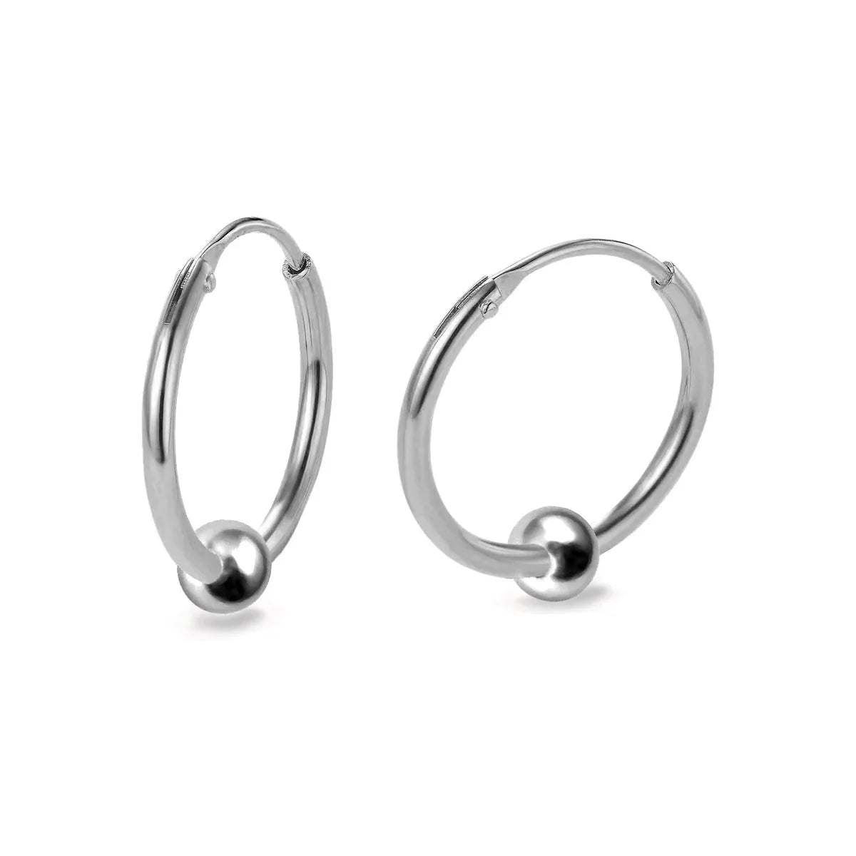 Creolen Ohrringe 925 Sterling Silber, glanzpoliert mit Kugel – klassischer Vintage-Look