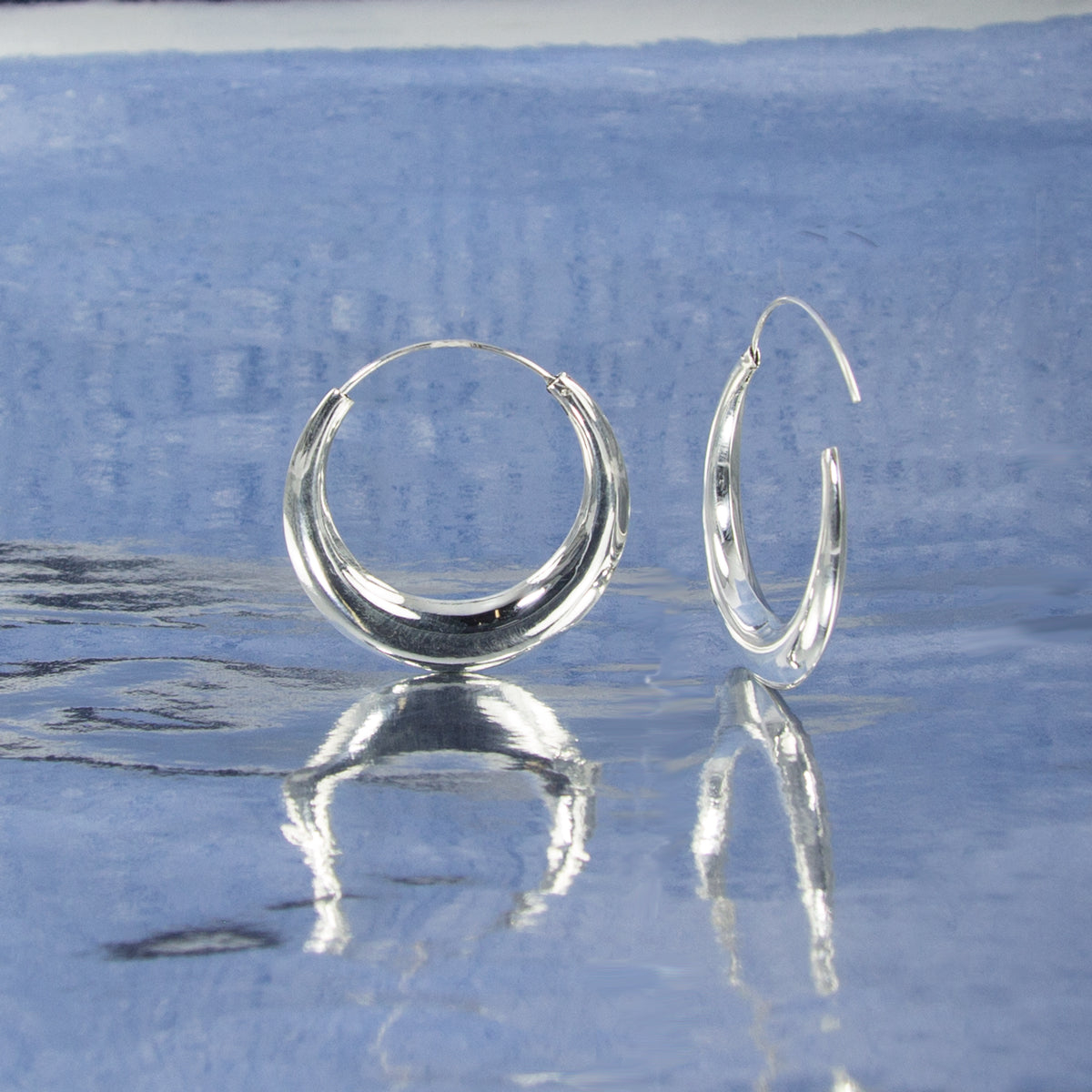 Große und dicke Creolen aus 925er-Sterlingsilber mit Push-and-Pull-Verschluss