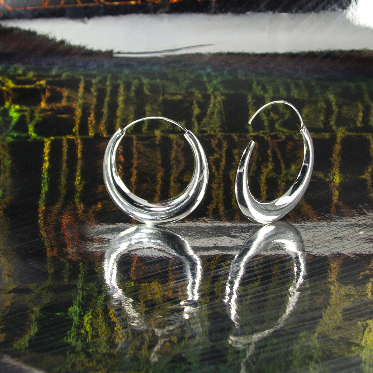 Große und dicke Creolen aus 925er-Sterlingsilber mit Push-and-Pull-Verschluss
