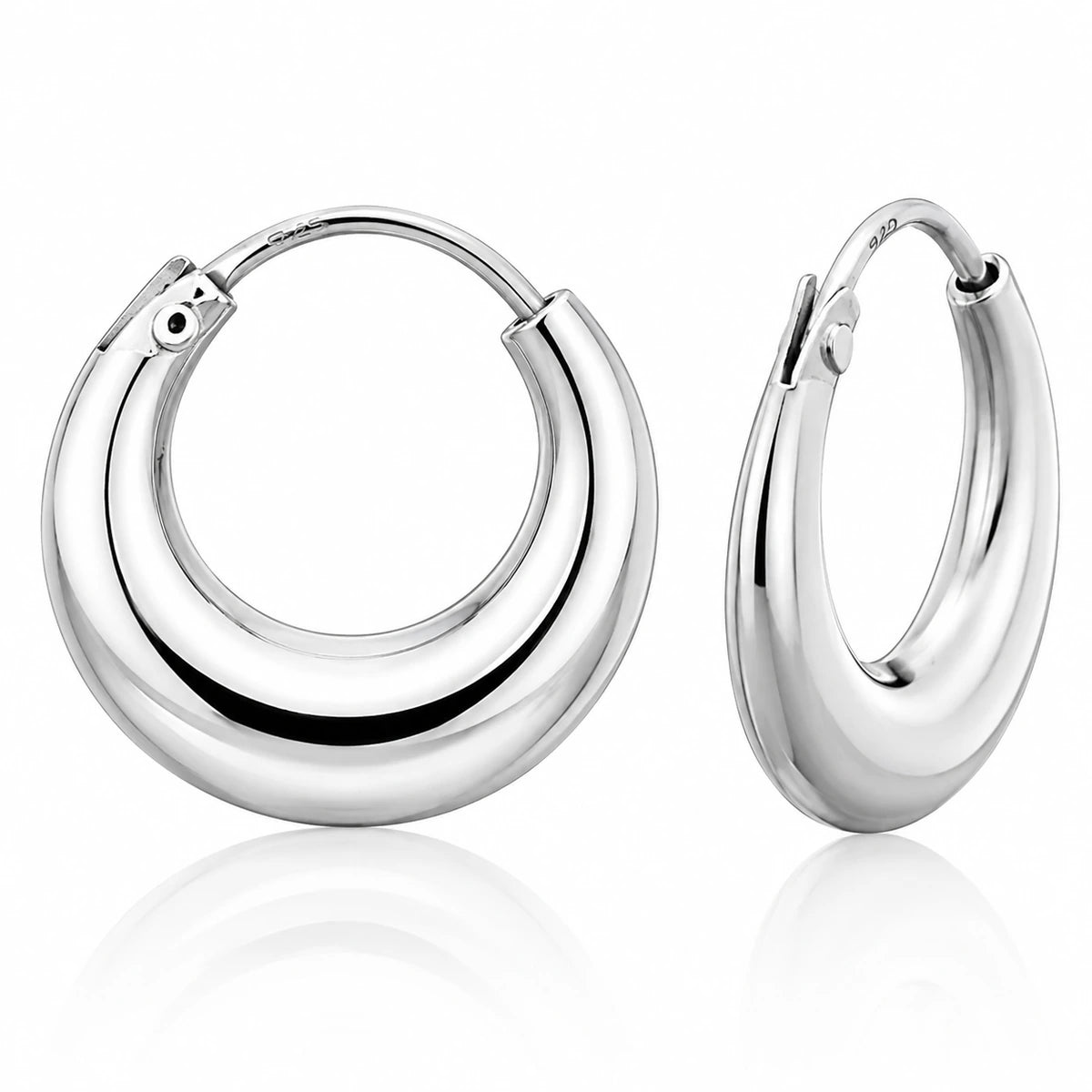 Kleine dicke Creolen aus 925 Sterling Silber – poliert, wasserabweisend, Vintage-Look