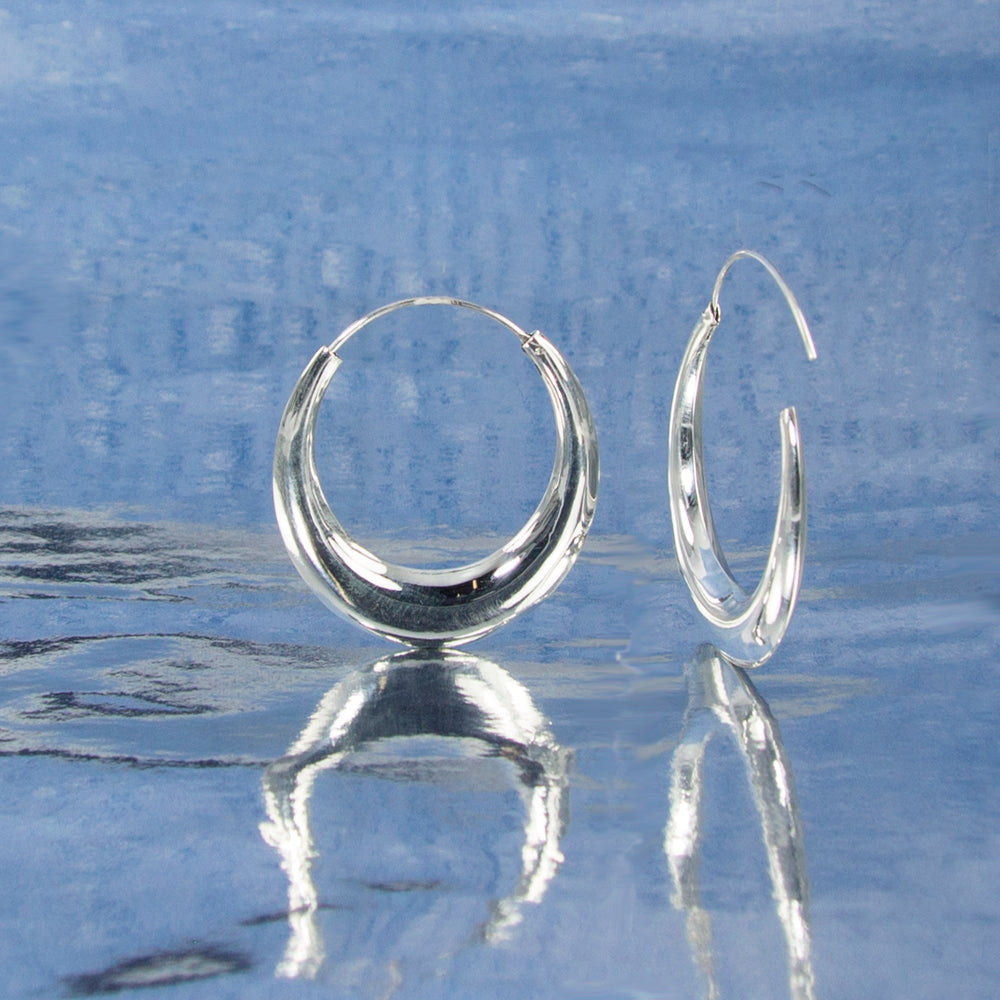Kleine dicke Creolen aus 925 Sterling Silber – poliert, wasserabweisend, Vintage-Look