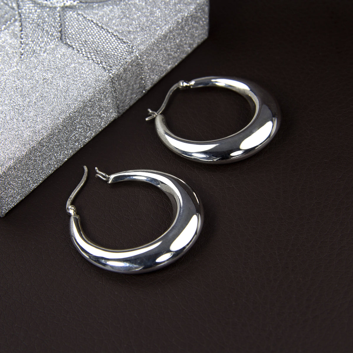 Creolen Sterling Silber 925 Ohrringe Groß und Dick für Damen und Girls (35.0)