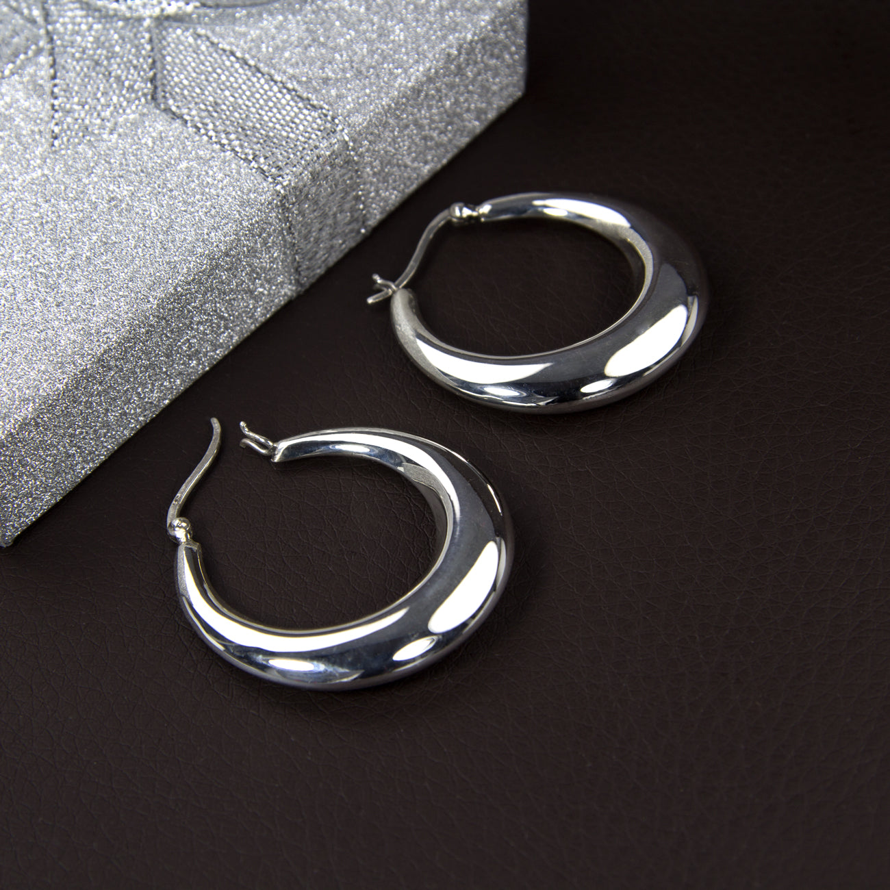 Creolen Sterling Silber 925 Ohrringe Groß und Dick für Damen und Girls (35.0)