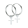 Vintage Creolen aus 925 Sterling Silber mit Kreuz-Anhänger, abnehmbar, unisex | WILLYS JEWELLERY