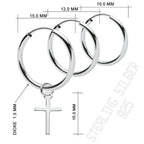 Vintage Creolen aus 925 Sterling Silber mit Kreuz-Anhänger, abnehmbar, unisex | WILLYS JEWELLERY
