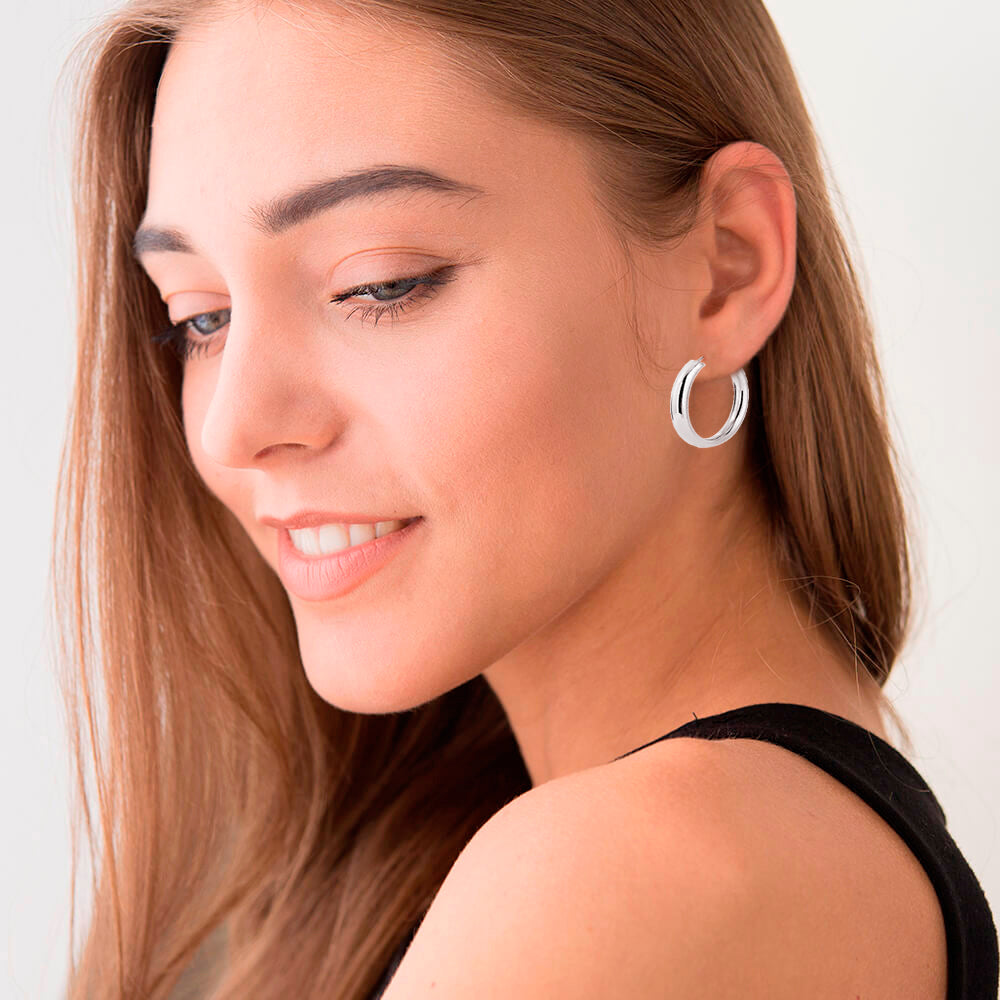 Kleine Creolen 925 Sterling Silber – Klassische dicke Hoops für Damen & Girls | WILLYS JEWELLERY