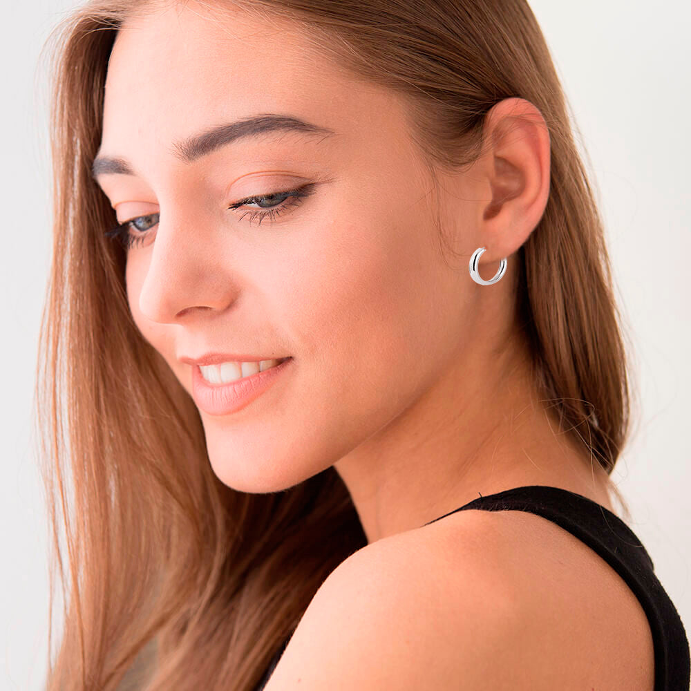 Kleine Creolen 925 Silber – Klassische dicke Hoops für Damen & Girls