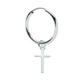 Einzelner Kreuz-Creolen-Ohrring aus 925 Sterling Silber, glanzpoliert, Vintage Unisex | WILLYS JEWELLERY