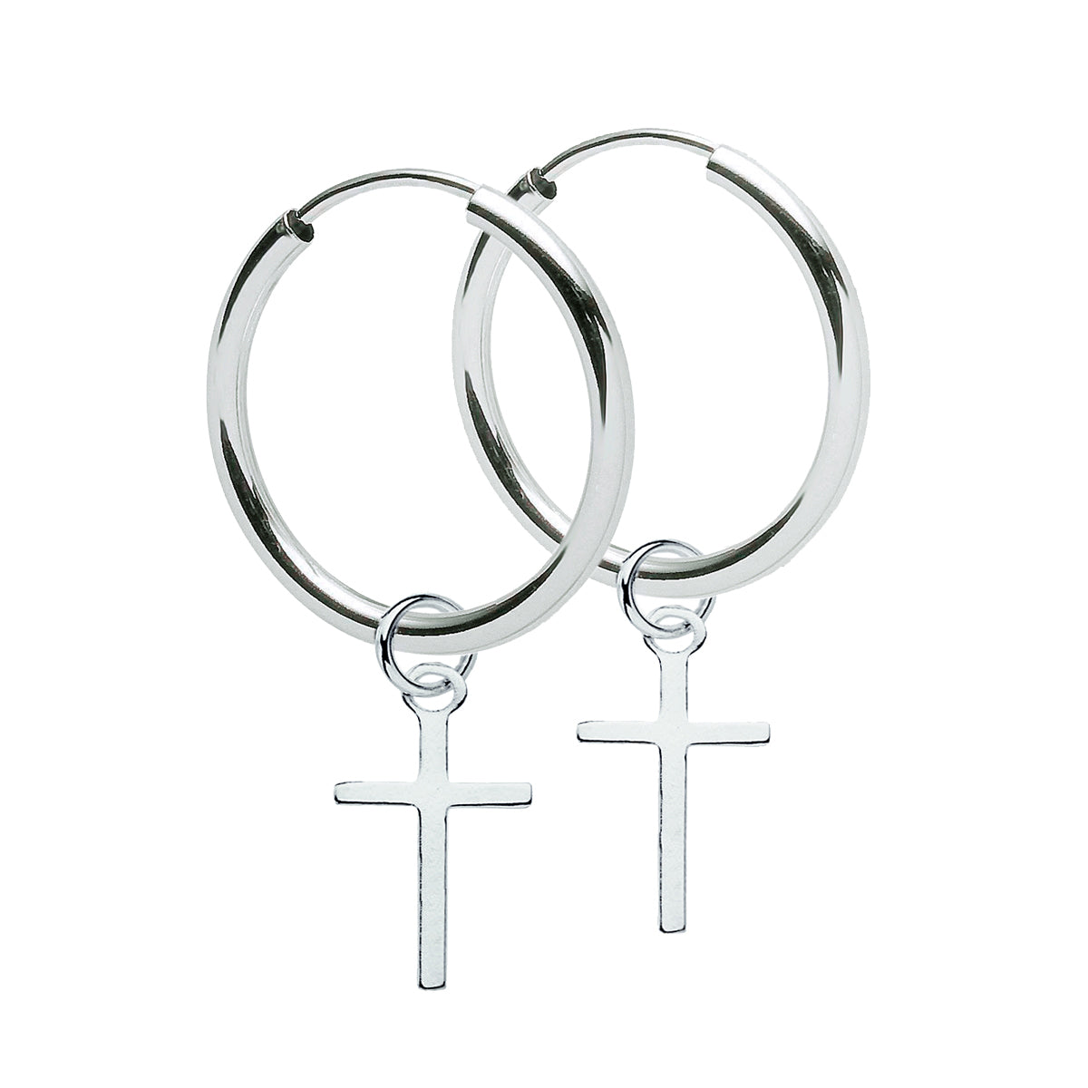 Vintage Creolen aus 925 Sterling Silber mit Kreuz-Anhänger, abnehmbar, unisex | WILLYS JEWELLERY