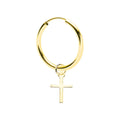 Einzelne Creole mit Kreuz 18K vergoldet – 925 Sterling Silber Vintage Unisex Ohrring
