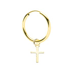 Einzelne Creole mit Kreuz 18K vergoldet – 925 Sterling Silber Vintage Unisex Ohrring