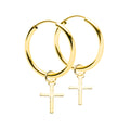 Creolen Ohrringe Kreuz 925 Sterling Silber 18K vergoldet – Vintage Kreuz-Design für Damen & Girls