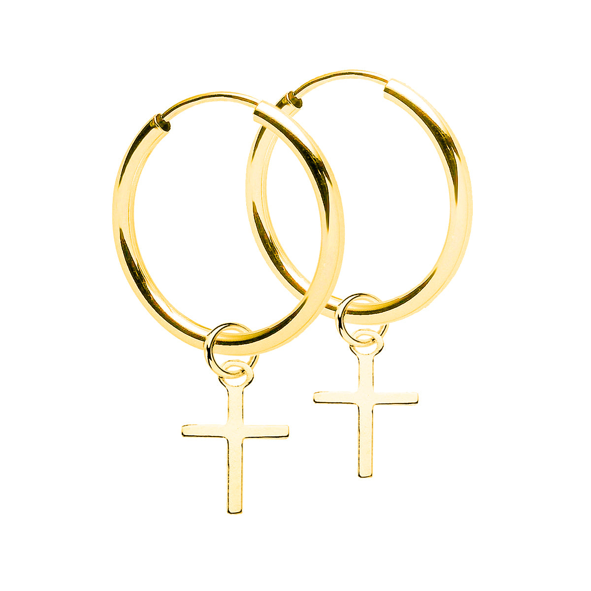 Creolen Ohrringe Kreuz 925 Sterling Silber 18K vergoldet – Vintage Kreuz-Design für Damen & Girls