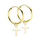 Creolen Ohrringe Kreuz 925 Sterling Silber 18K vergoldet – Vintage Kreuz-Design für Damen & Girls