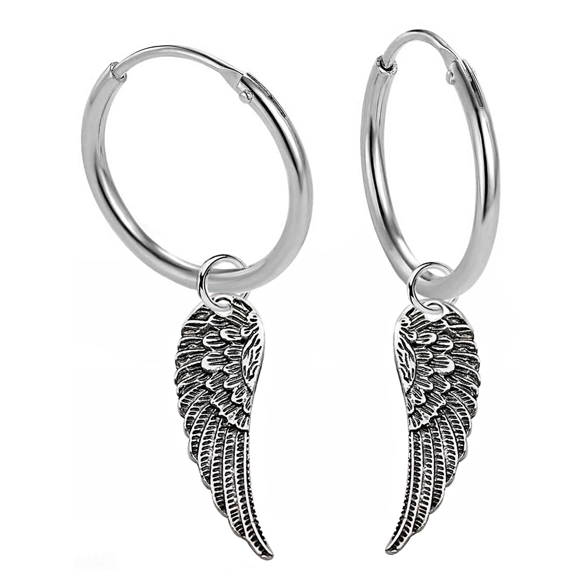 Engelsflügel Ohrringe 925 Sterling Silber, hochglanzpoliert, Vintage Look, Schutzengel Geschenk | WILLYS JEWELLERY