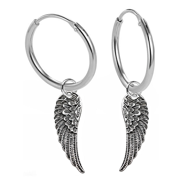 Engelsflügel Ohrringe 925 Sterling Silber, hochglanzpoliert, Vintage Look, Schutzengel Geschenk | WILLYS JEWELLERY