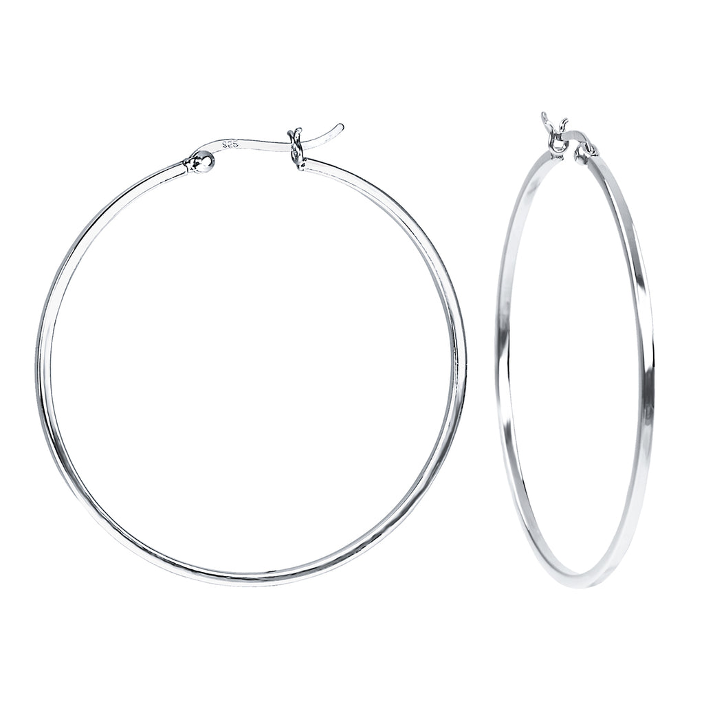 Moderne Creolen Ohrringe Sterling Silber 925 Groß und Quadrat für Damen und Girls Dick 1.5 mm | WILLYS JEWELLERY