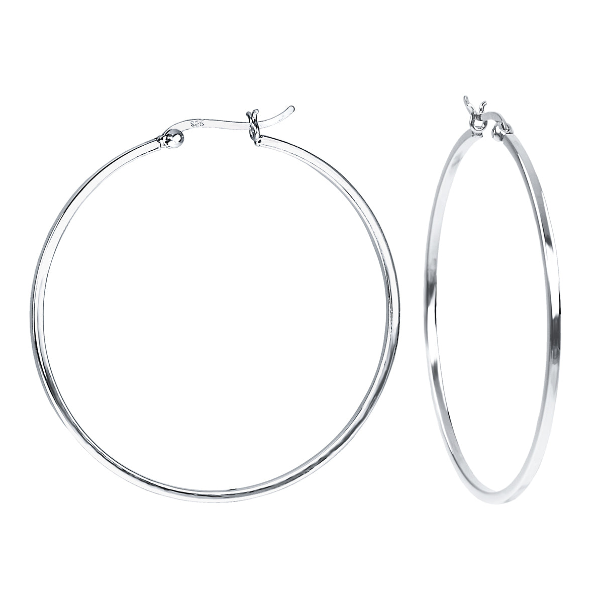 Moderne Creolen Ohrringe Sterling Silber 925 Groß und Quadrat für Damen und Girls Dick 1.5 mm | WILLYS JEWELLERY