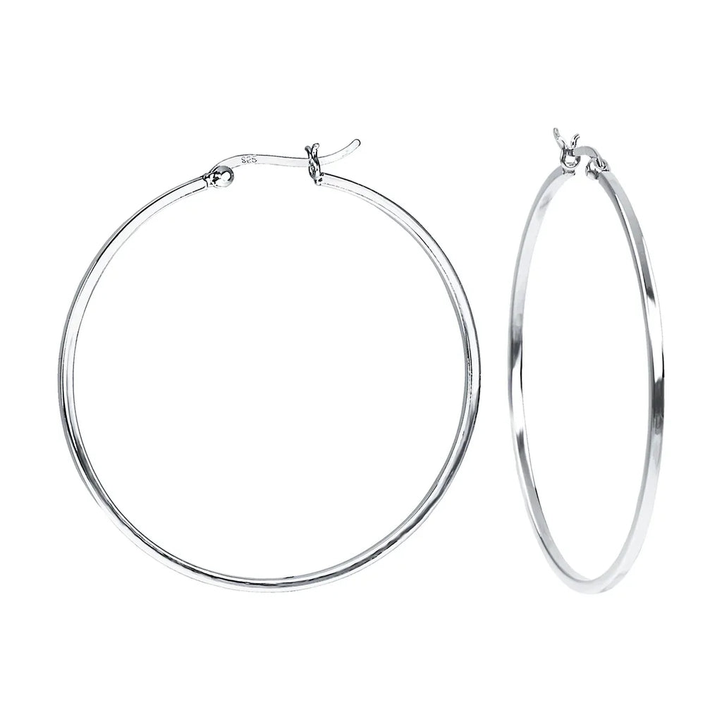 Moderne Creolen Ohrringe Sterling Silber 925 Groß und Quadrat für Damen und Girls Dick 1.5 mm