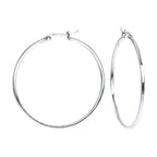 Moderne Creolen Ohrringe Sterling Silber 925 Groß und Quadrat für Damen und Girls Dick 1.5 mm