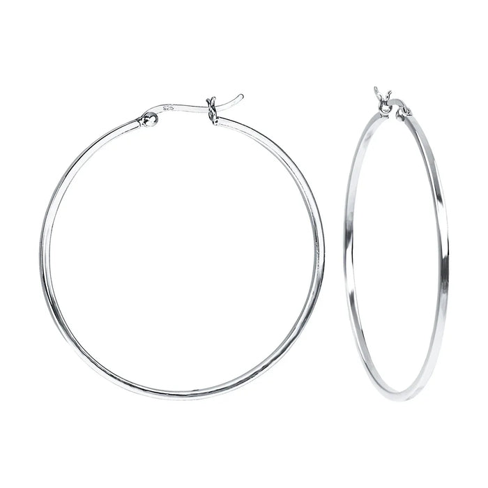 Moderne Creolen Ohrringe Sterling Silber 925 Groß und Quadrat für Damen und Girls Dick 1.5 mm