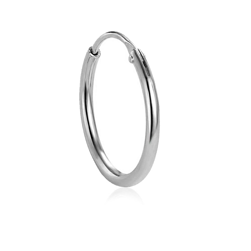 Einzelne kleine Creole 925 Sterling Silber – poliert, 2 mm Stärke, unisex, Vintage-Look | WILLYS JEWELLERY