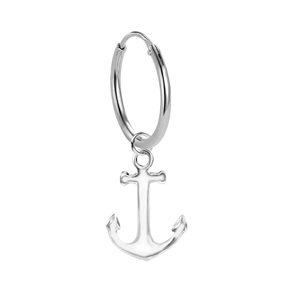 Einzelner Anker Ohrring aus 925 Sterling Silber – maritimer Vintage-Look für Damen & Herren