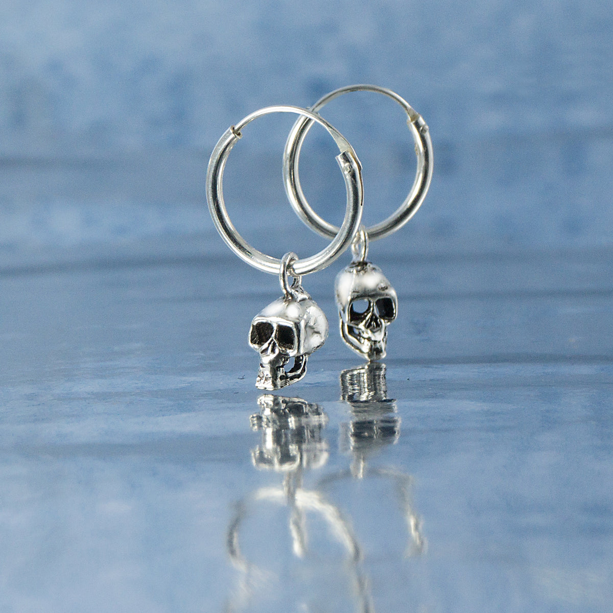 Totenkopf Ohrhänger 925 Silber – Punk Rock Skull Ohrringe