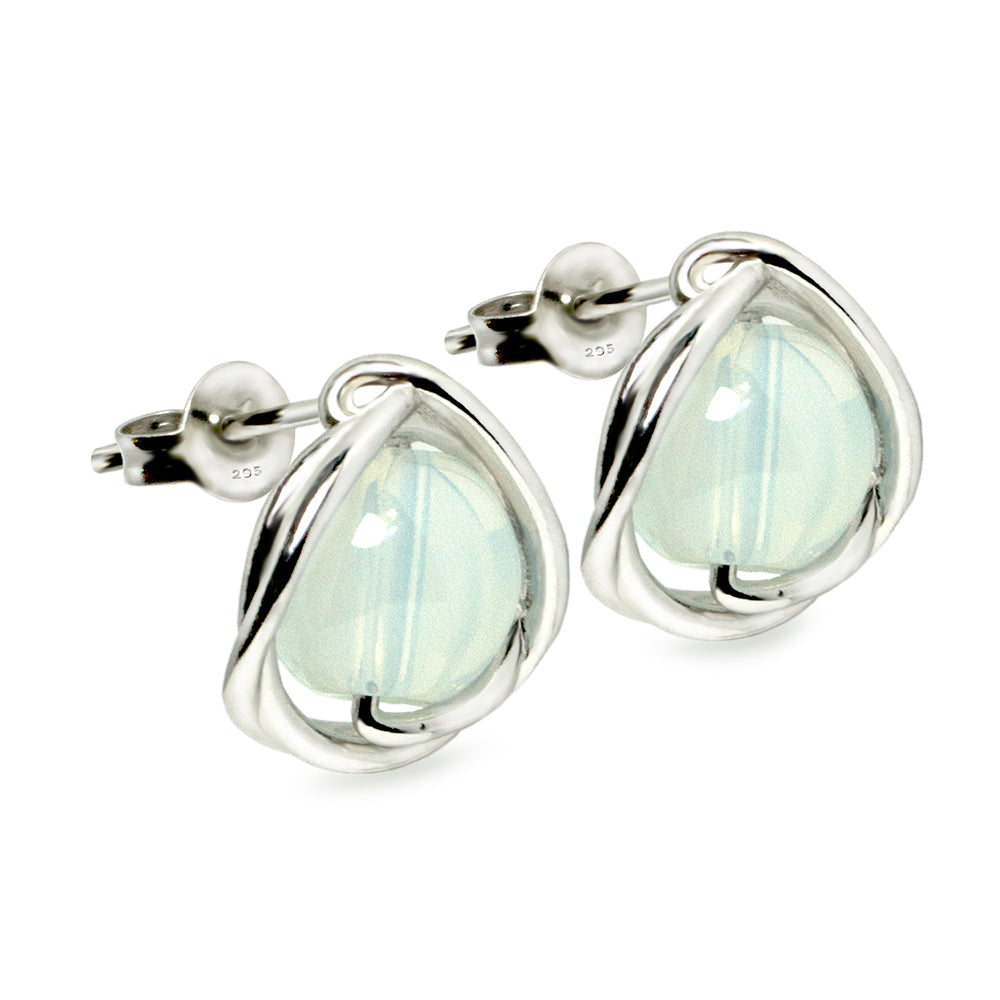 Elegante Regenbogen-Mondstein Ohrstecker aus 925 Sterling Silber –Magie, Stil & natürliche Schönheit | WILLYS JEWELLERY