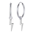 925 Silber Creolen mit Blitz Anhänger, Vintage Ohrringe Geschenk für Damen & Herren | WILLYS JEWELLERY