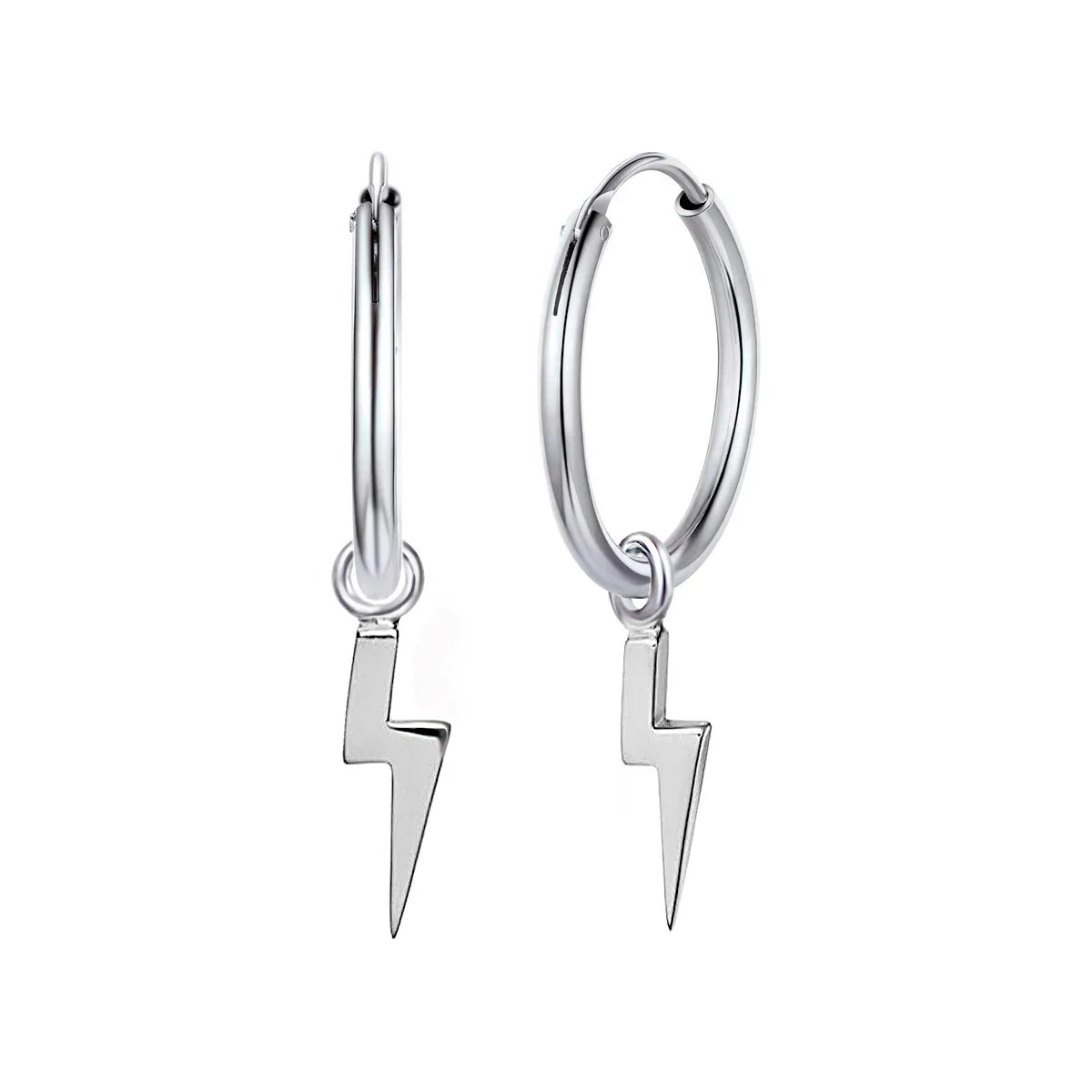 925 Silber Creolen mit Blitz Anhänger, Vintage Ohrringe Geschenk für Damen & Herren
