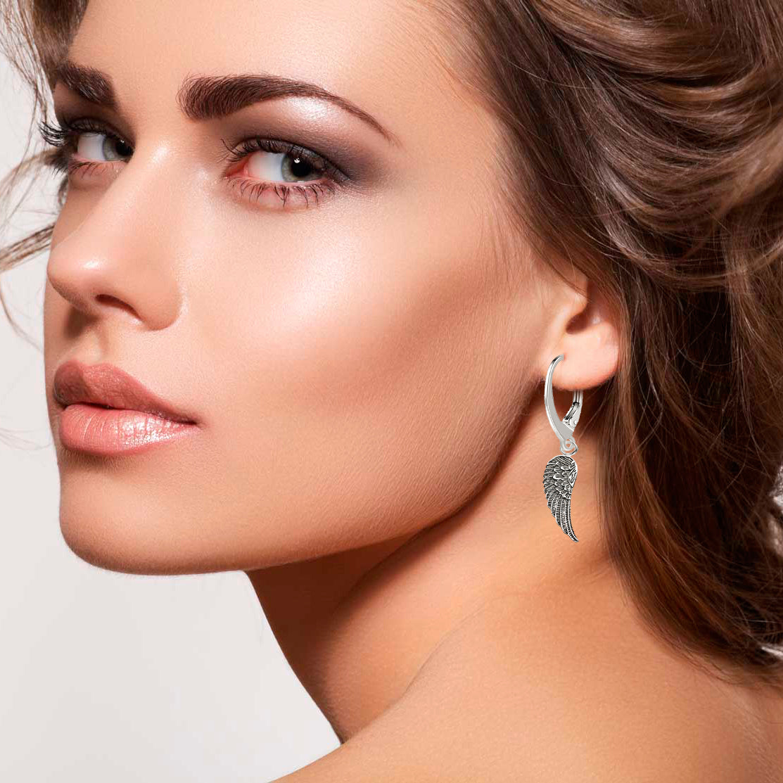 Engelsflügel Ohrhänger 925 Sterling Silber – Vintage Brisur, elegantes Geschenk für Damen